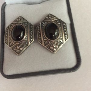 Vintage Black/Silver Stud Earrings